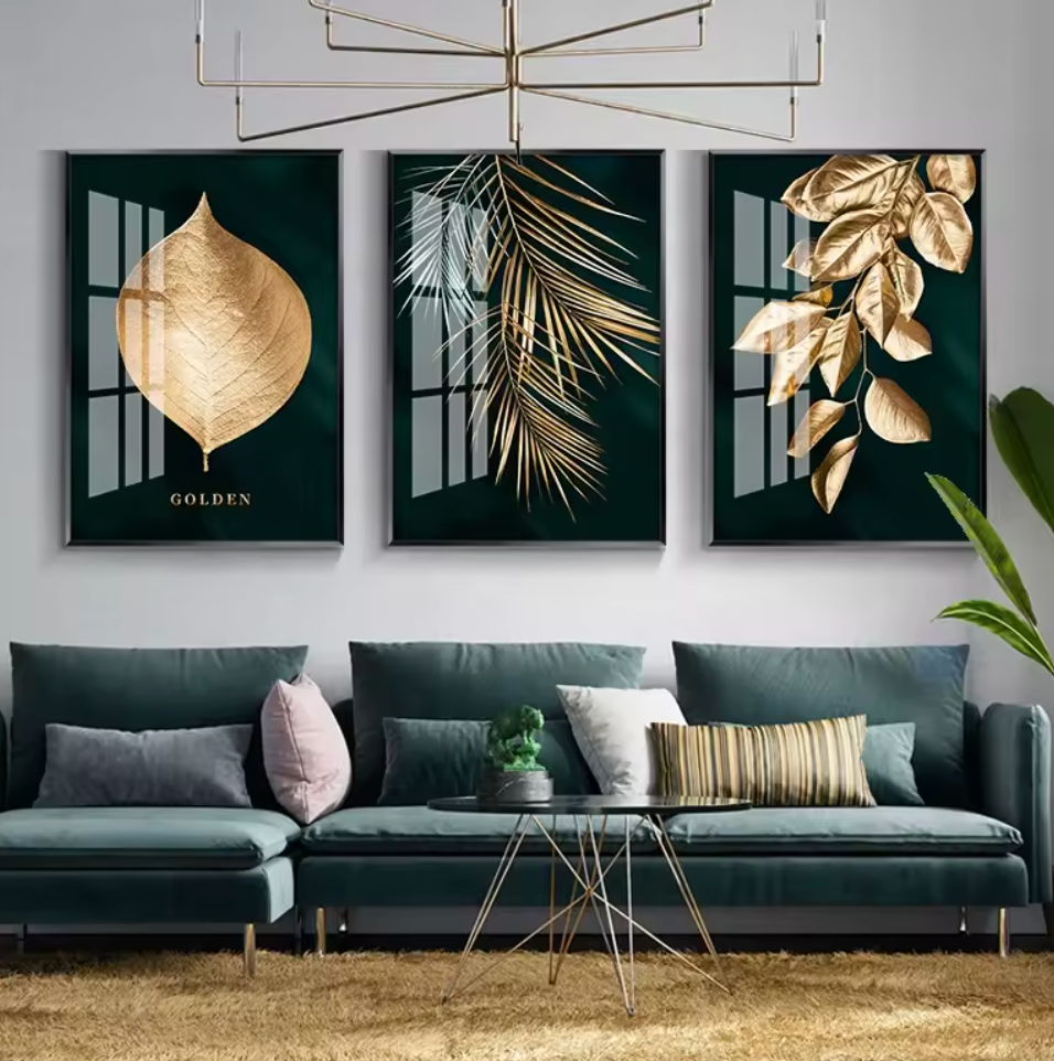Éclat | Gold Leaf Diamond Crystal Porcelain Wall Art