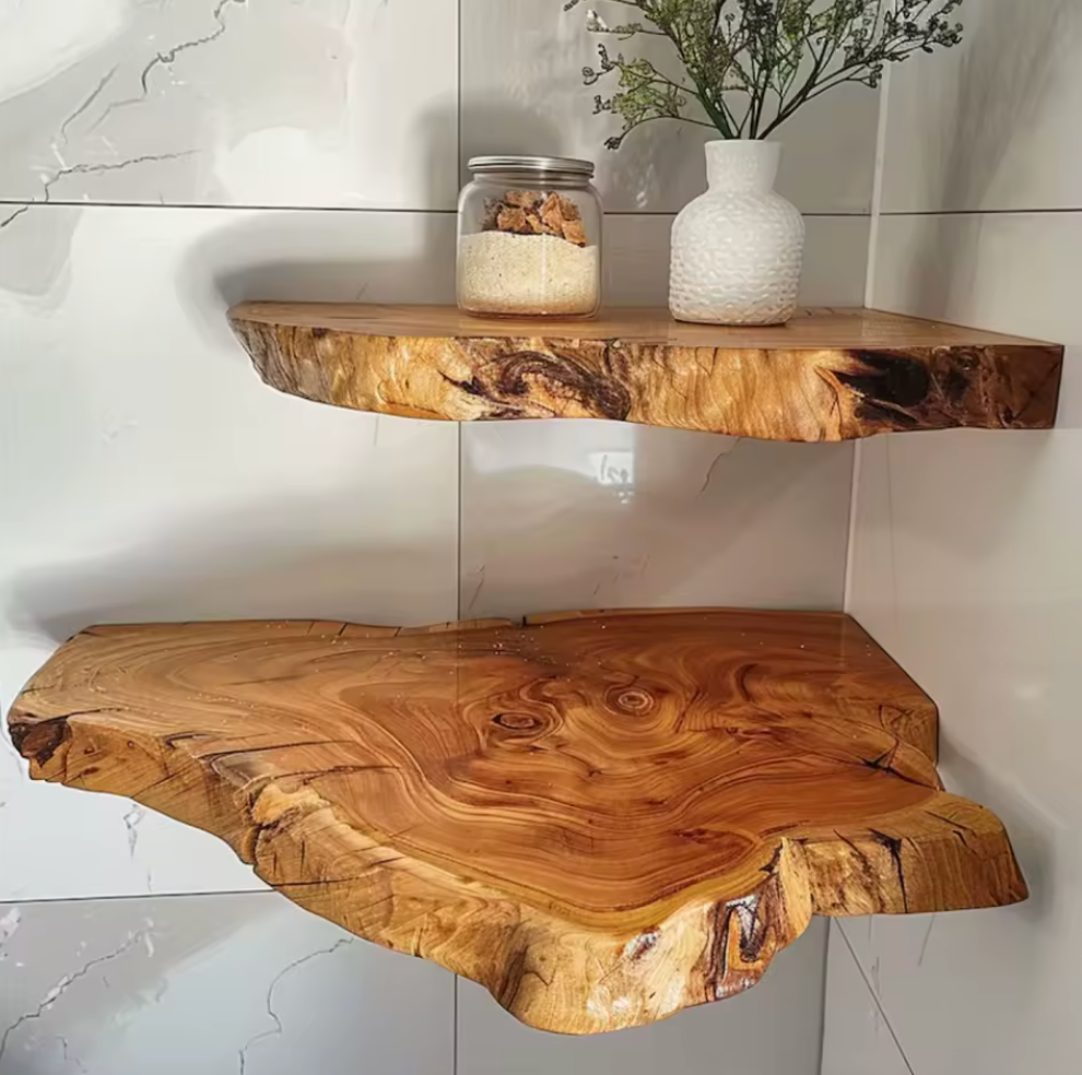 Arbor | Live Edge Wood Corner Shelf