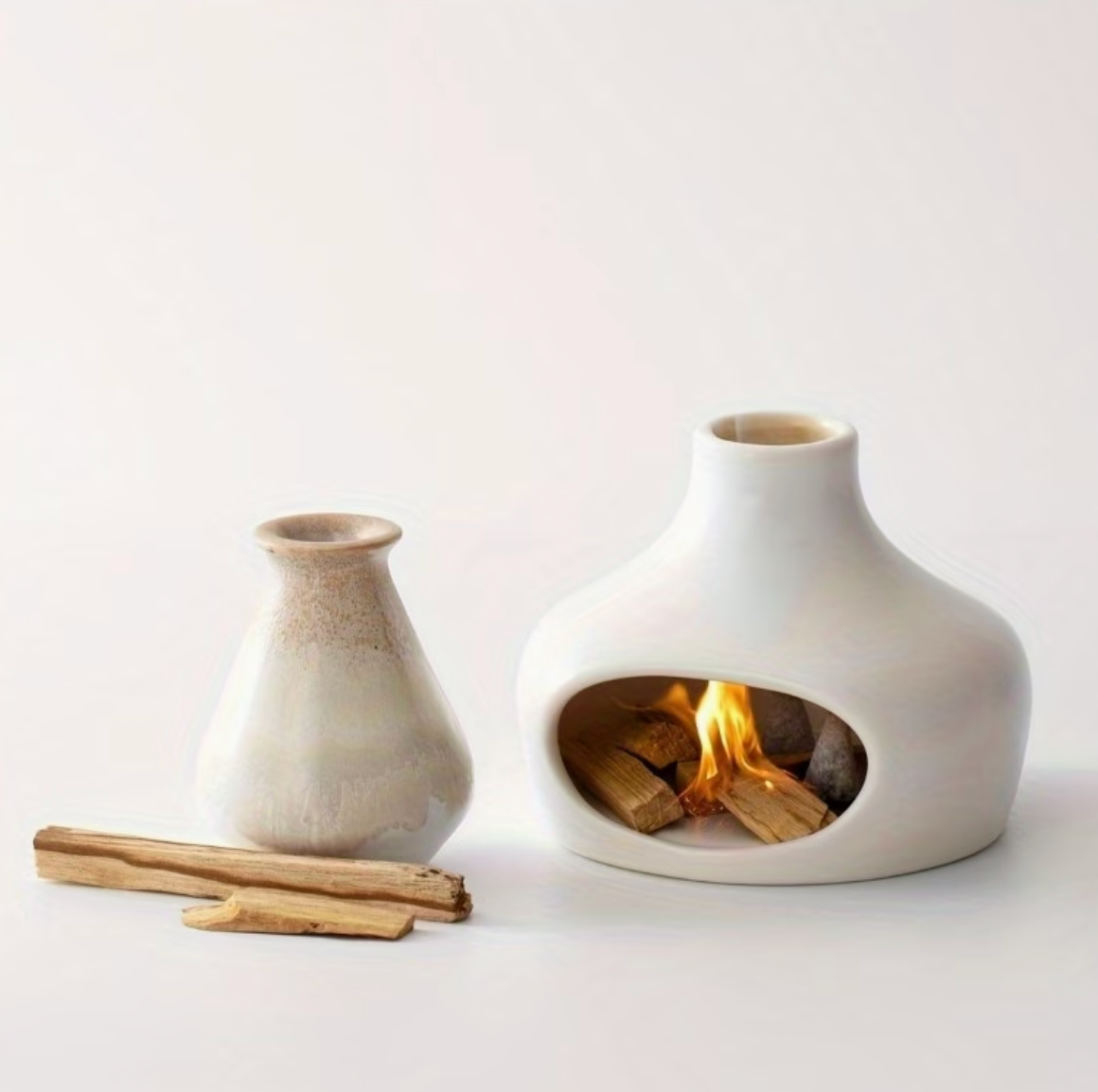 Sacred Smoke | White Ceramic Palo Santo & Sage Burner with Chimney