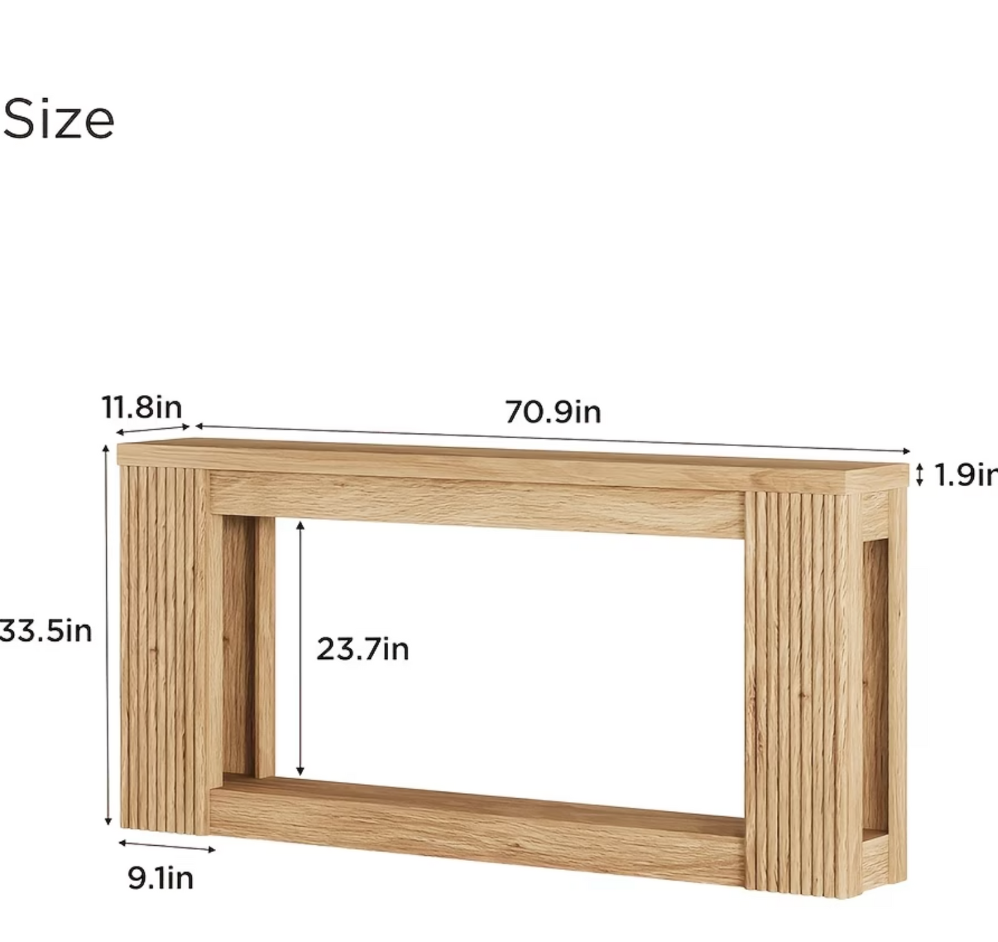 Cane & Co. | 71" Fluted Wood Console Table with Storage
