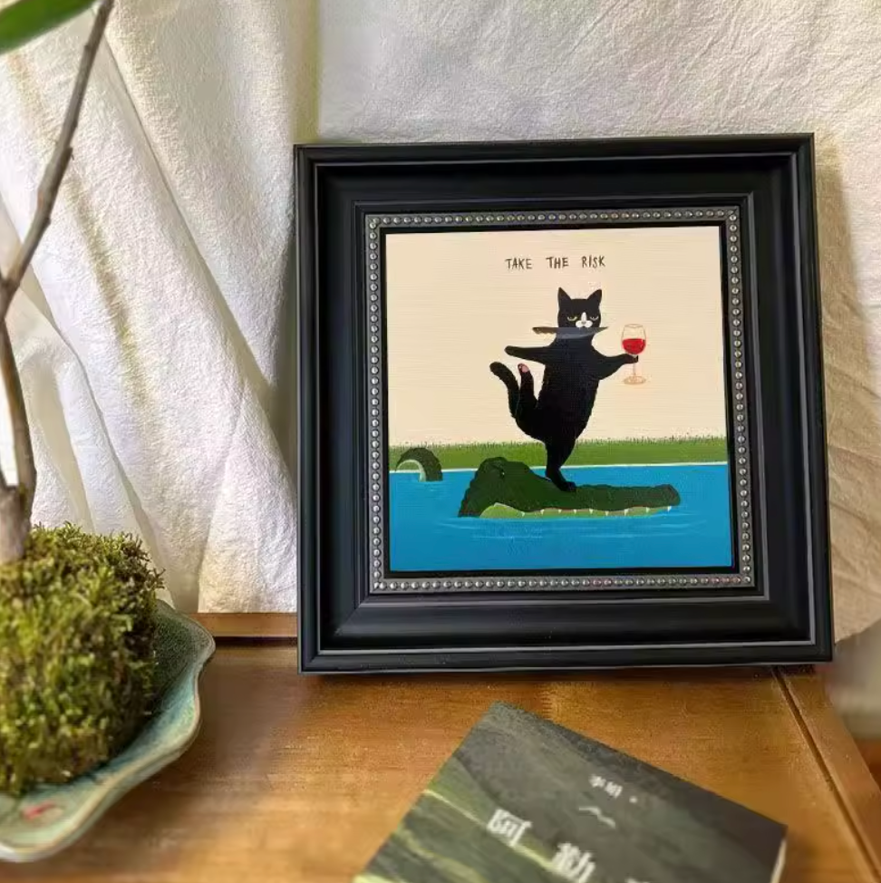 Vino & Whiskers | Funny Cat Wine Canvas Wall Art