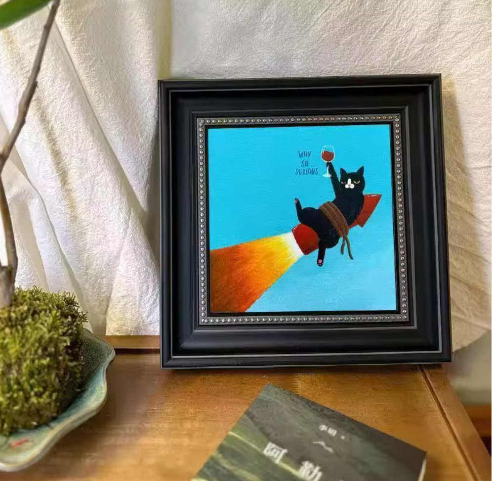 Vino & Whiskers | Funny Cat Wine Canvas Wall Art