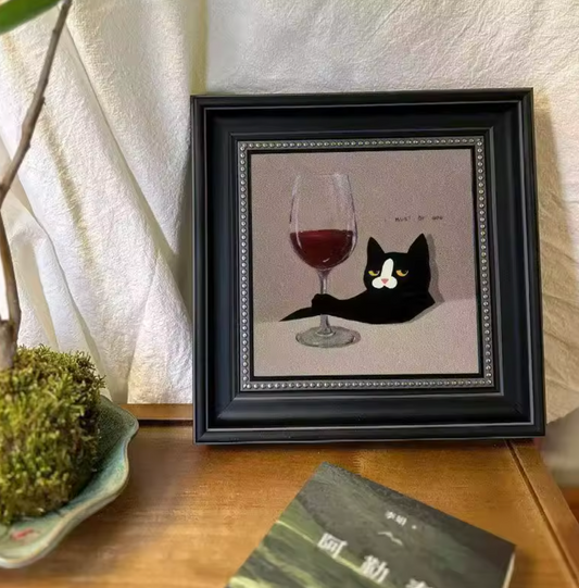 Vino & Whiskers | Funny Cat Wine Canvas Wall Art