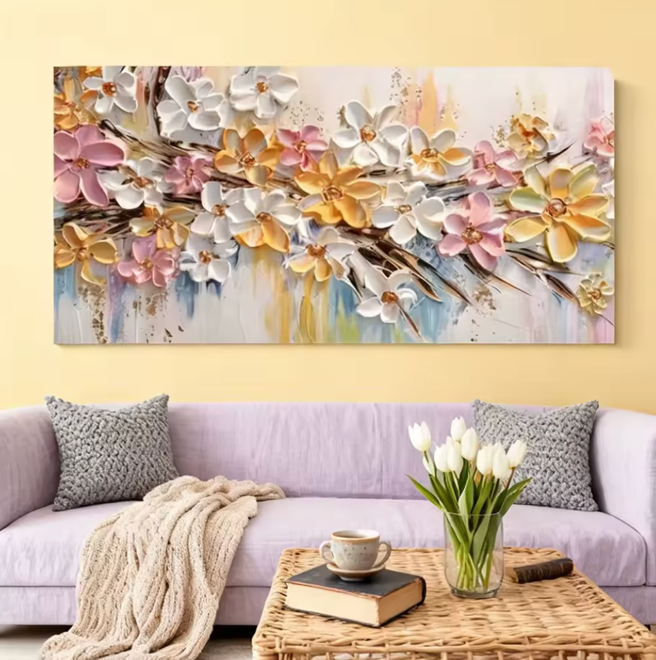 Floraison | Hand-Painted Floral Texture Oil Painting