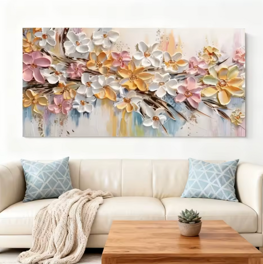 Floraison | Hand-Painted Floral Texture Oil Painting
