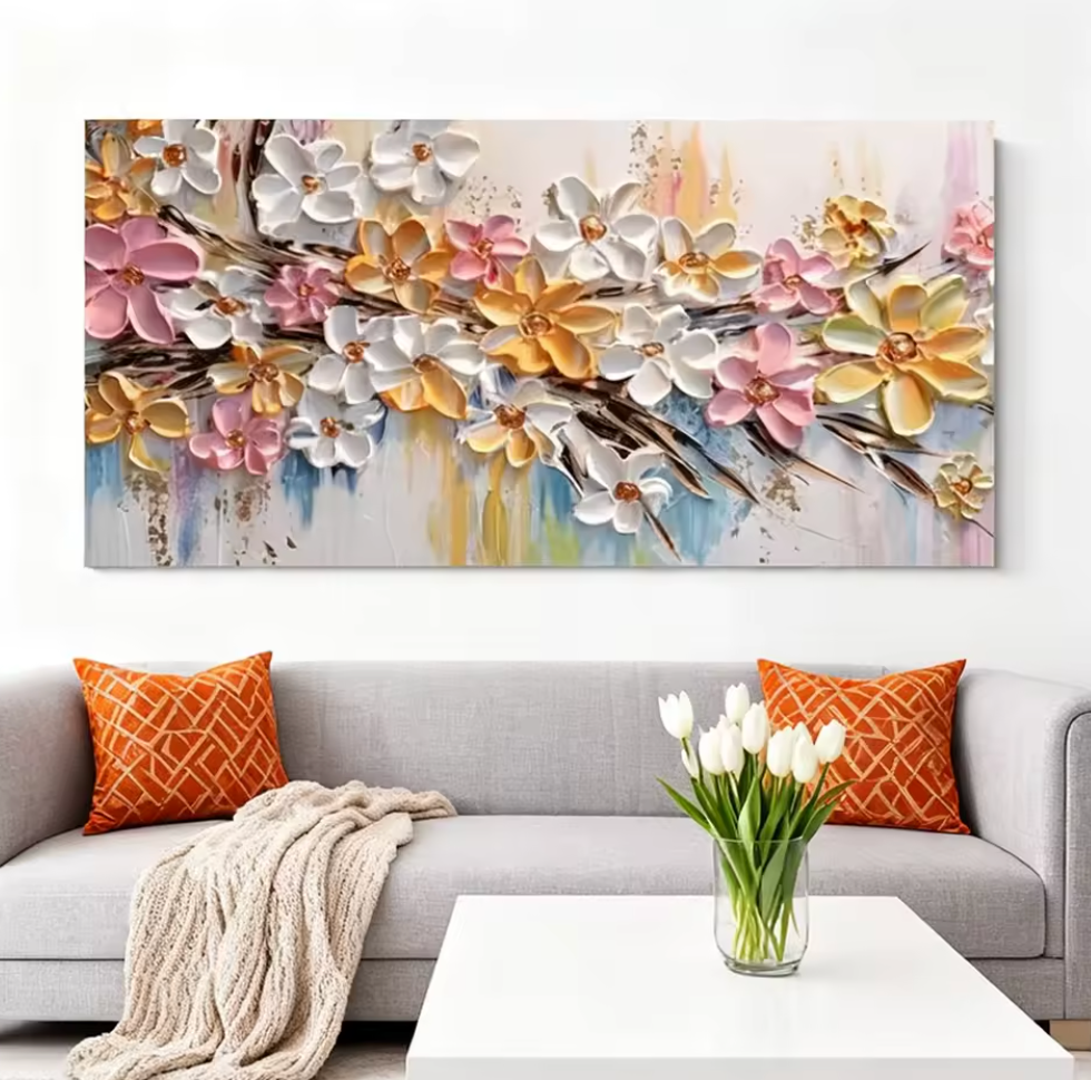 Floraison | Hand-Painted Floral Texture Oil Painting