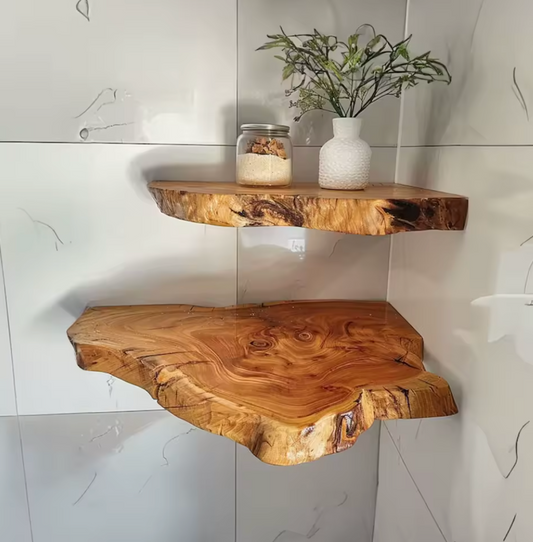 Arbor | Live Edge Wood Corner Shelf