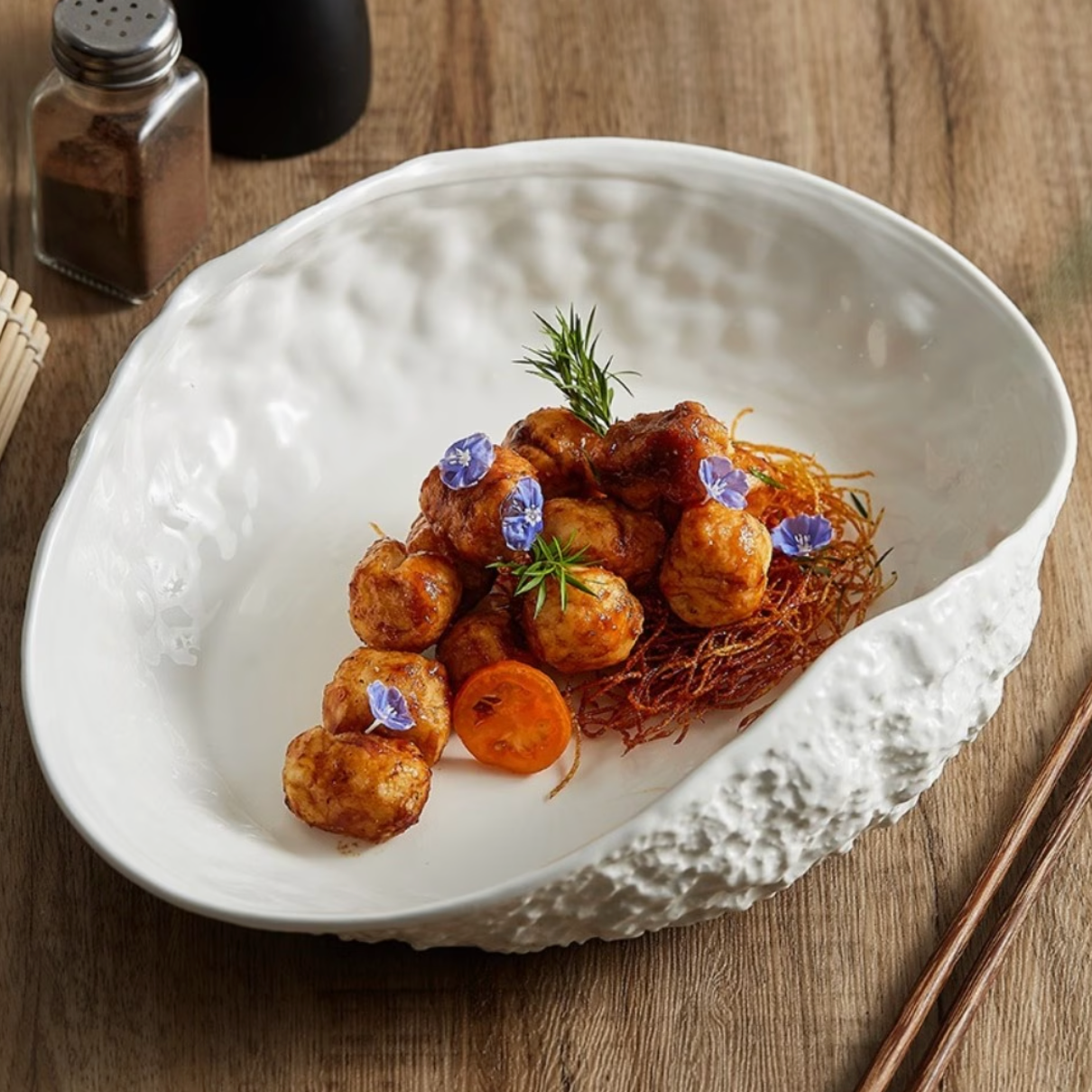 Marée | Luxury Shell Texture Oval Serving Platter