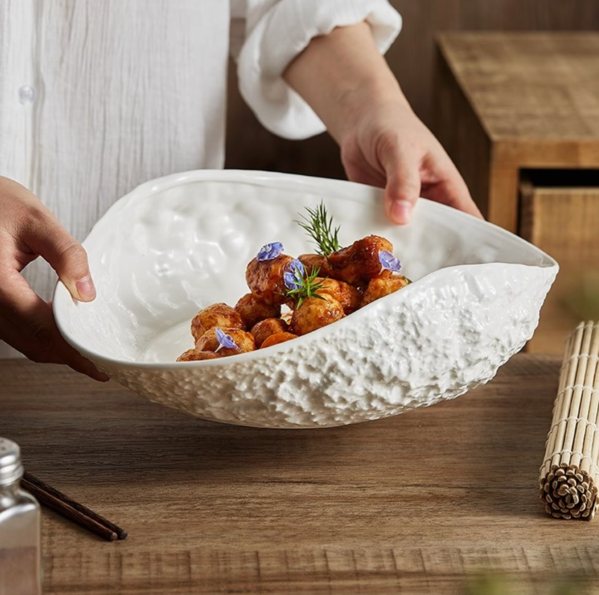 Marée | Luxury Shell Texture Oval Serving Platter