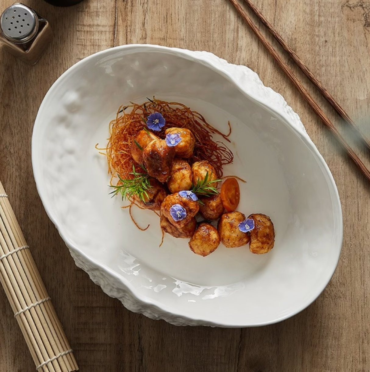 Marée | Luxury Shell Texture Oval Serving Platter