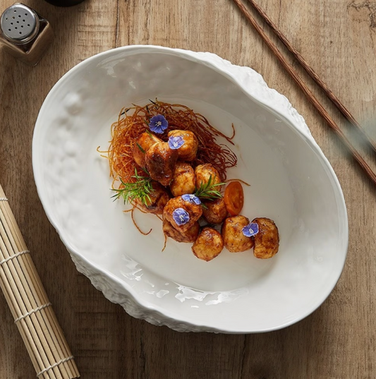 Marée | Luxury Shell Texture Oval Serving Platter