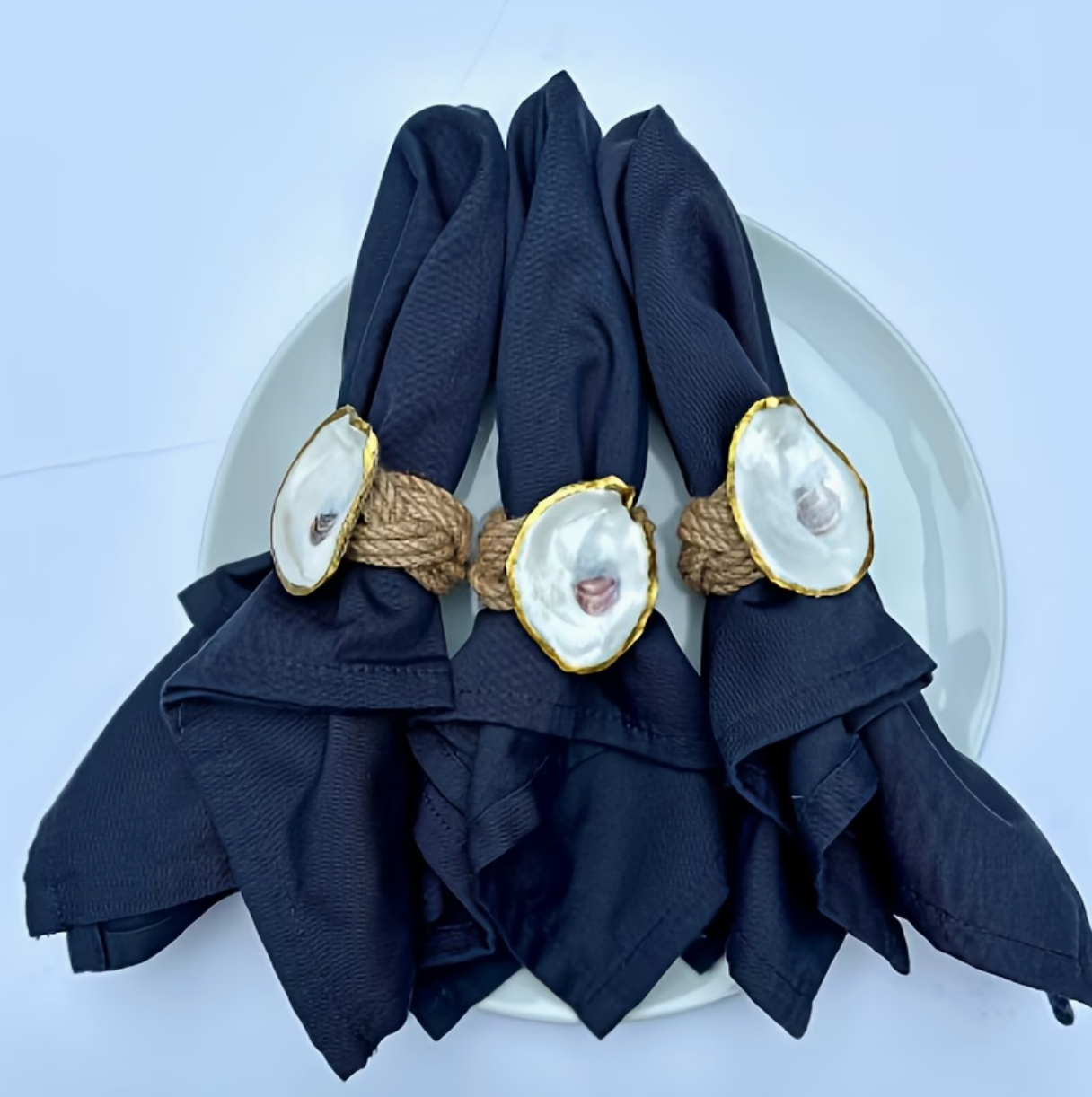 Côte d'Or | Golden Oyster Shell Napkin Rings Set of 6