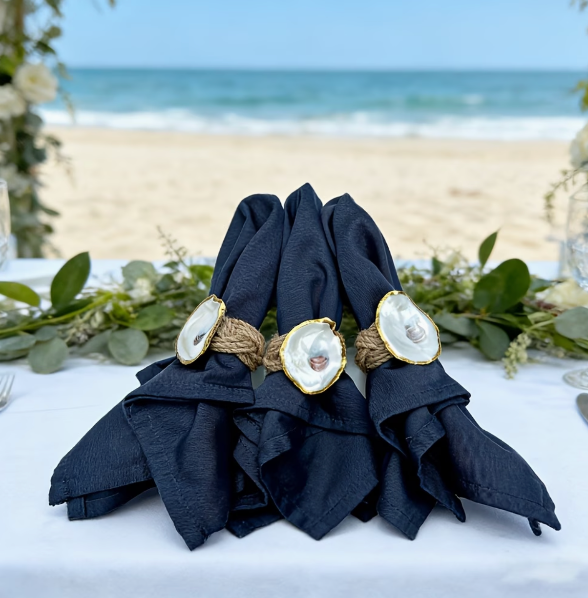 Côte d'Or | Golden Oyster Shell Napkin Rings Set of 6