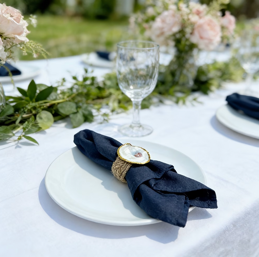 Côte d'Or | Golden Oyster Shell Napkin Rings Set of 6