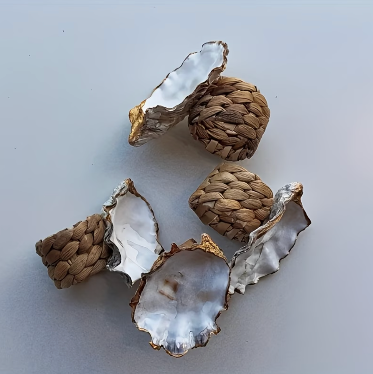 Côte d'Or | Golden Oyster Shell Napkin Rings Set of 6