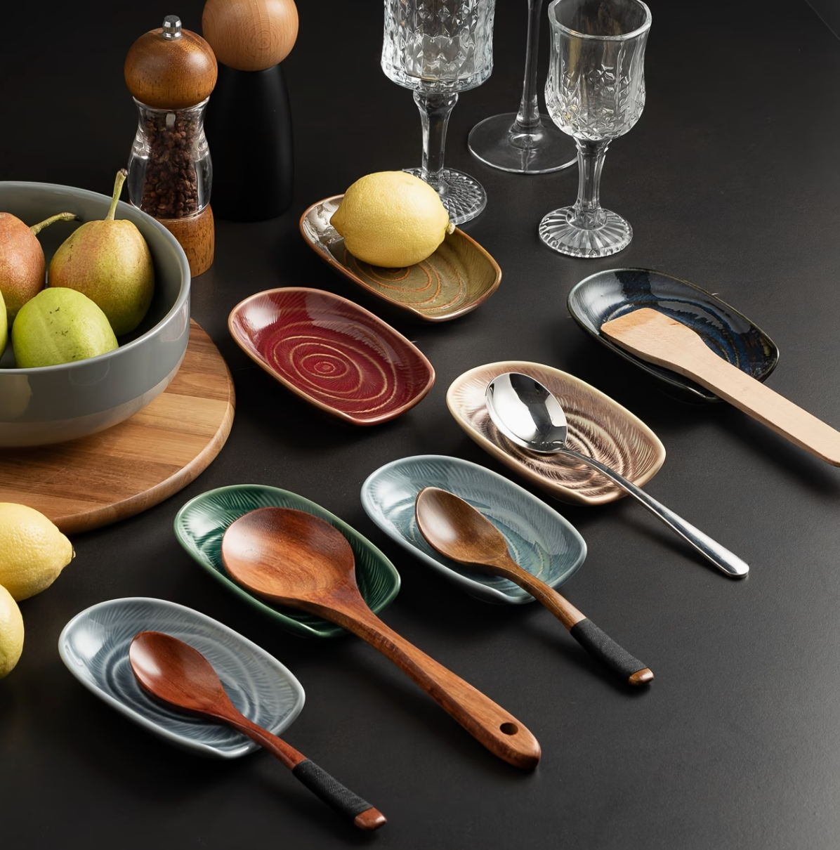 Stone & Salt | Ceramic Spoon Rest & Long-Handle Utensil Tray