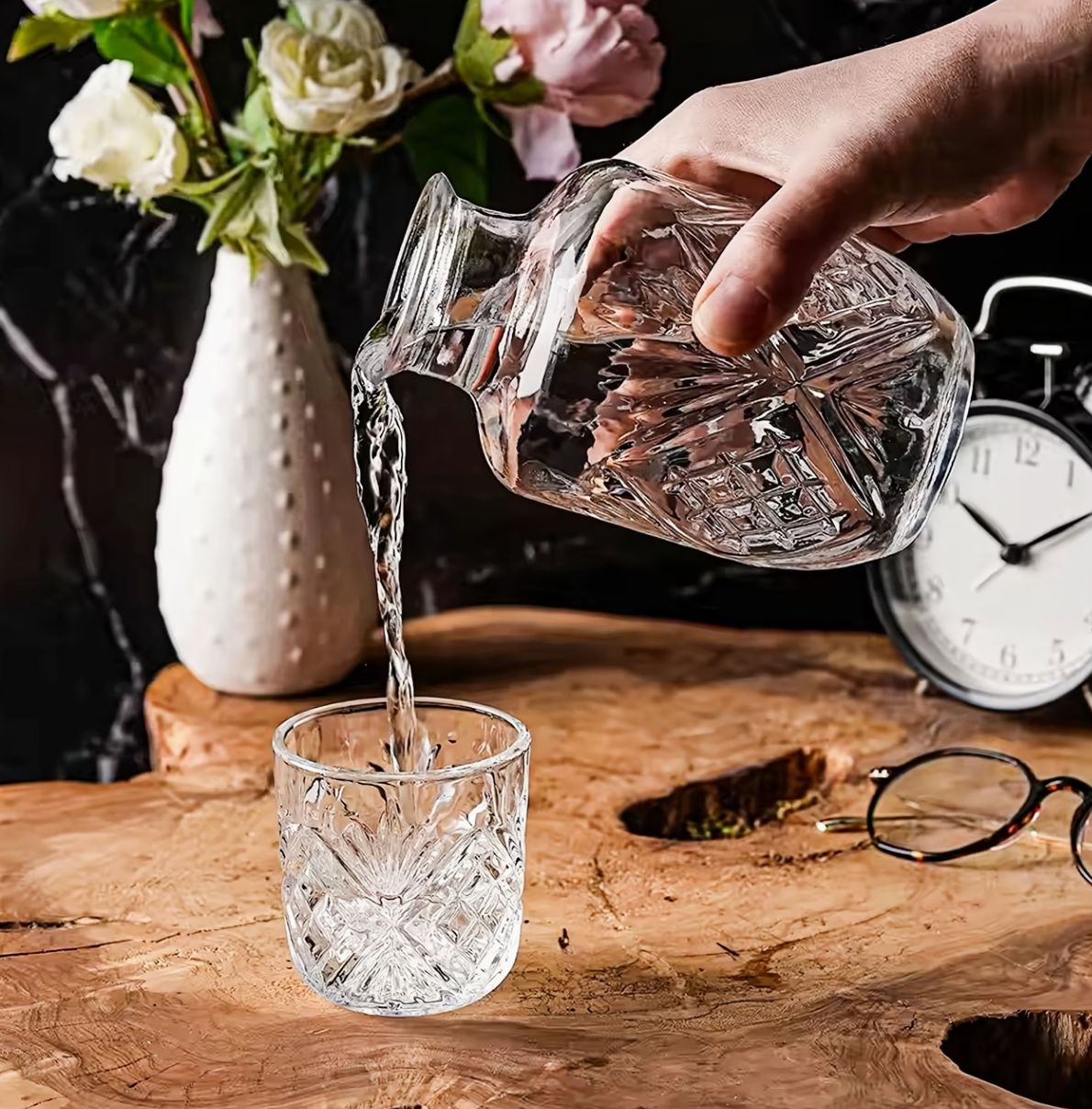 Nocturne | Glass Bedside Carafe  with Cup