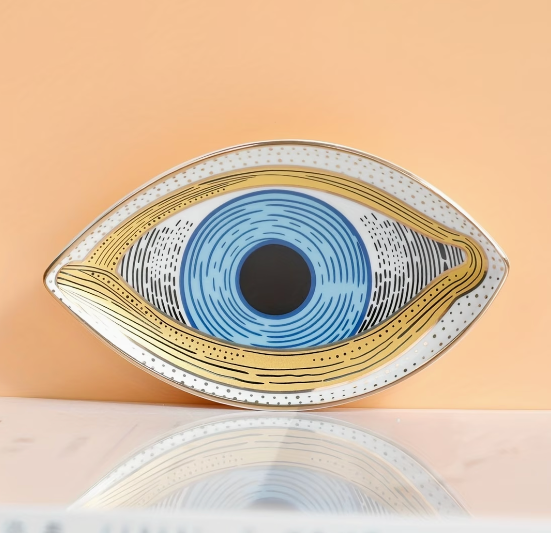 Golden Gaze | Evil Eye Ceramic Jewelry Organizer Tray