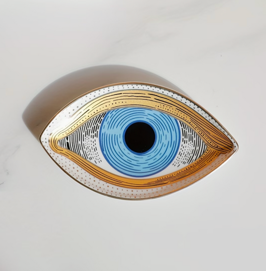 Golden Gaze | Evil Eye Ceramic Jewelry Organizer Tray