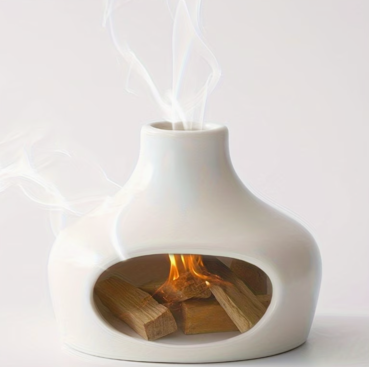 Sacred Smoke | White Ceramic Palo Santo & Sage Burner with Chimney