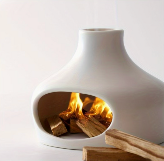 Sacred Smoke | White Ceramic Palo Santo & Sage Burner with Chimney