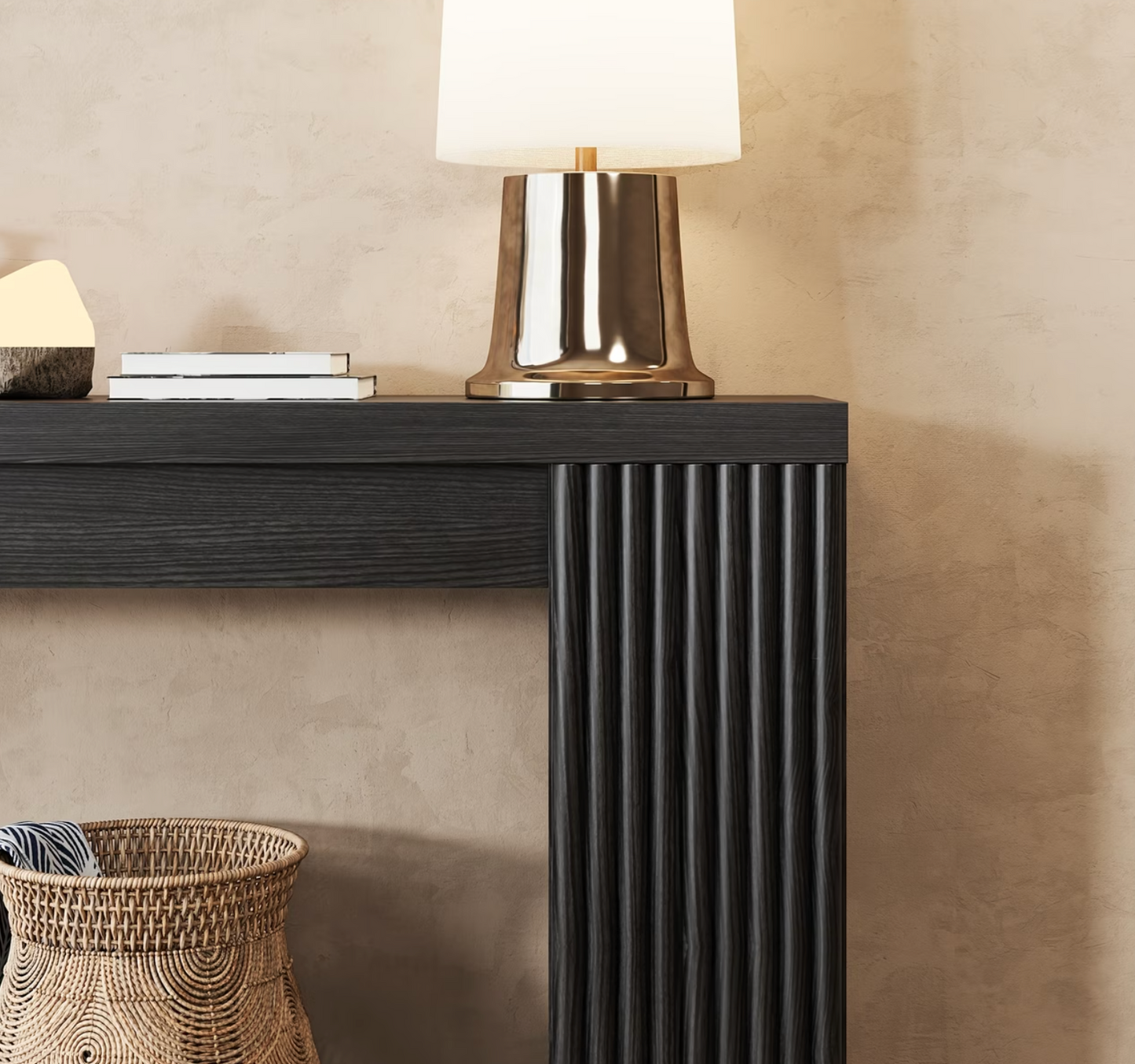 Cane & Co. | 71" Fluted Wood Console Table with Storage