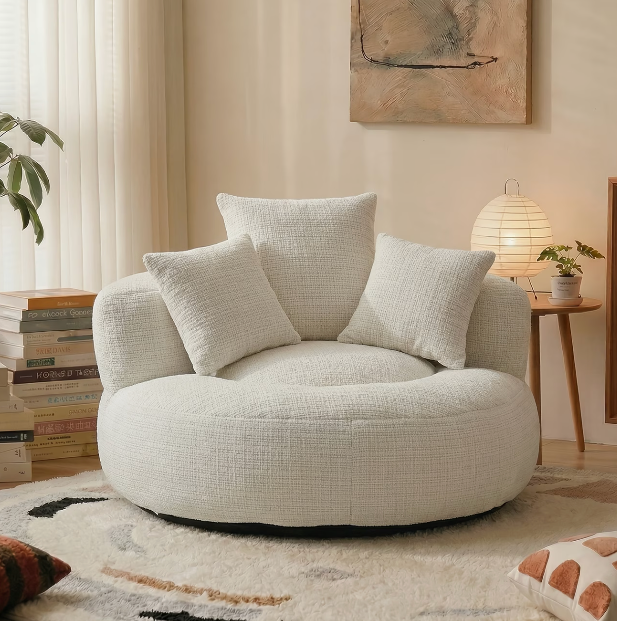 Cloud & Co. | Round Bean Bag Chair with Pillow