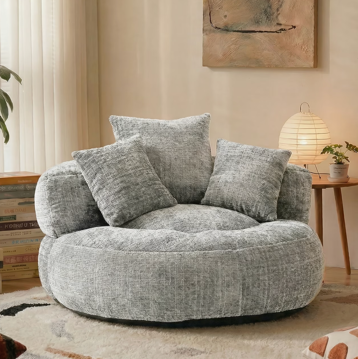 Cloud & Co. | Round Bean Bag Chair with Pillow
