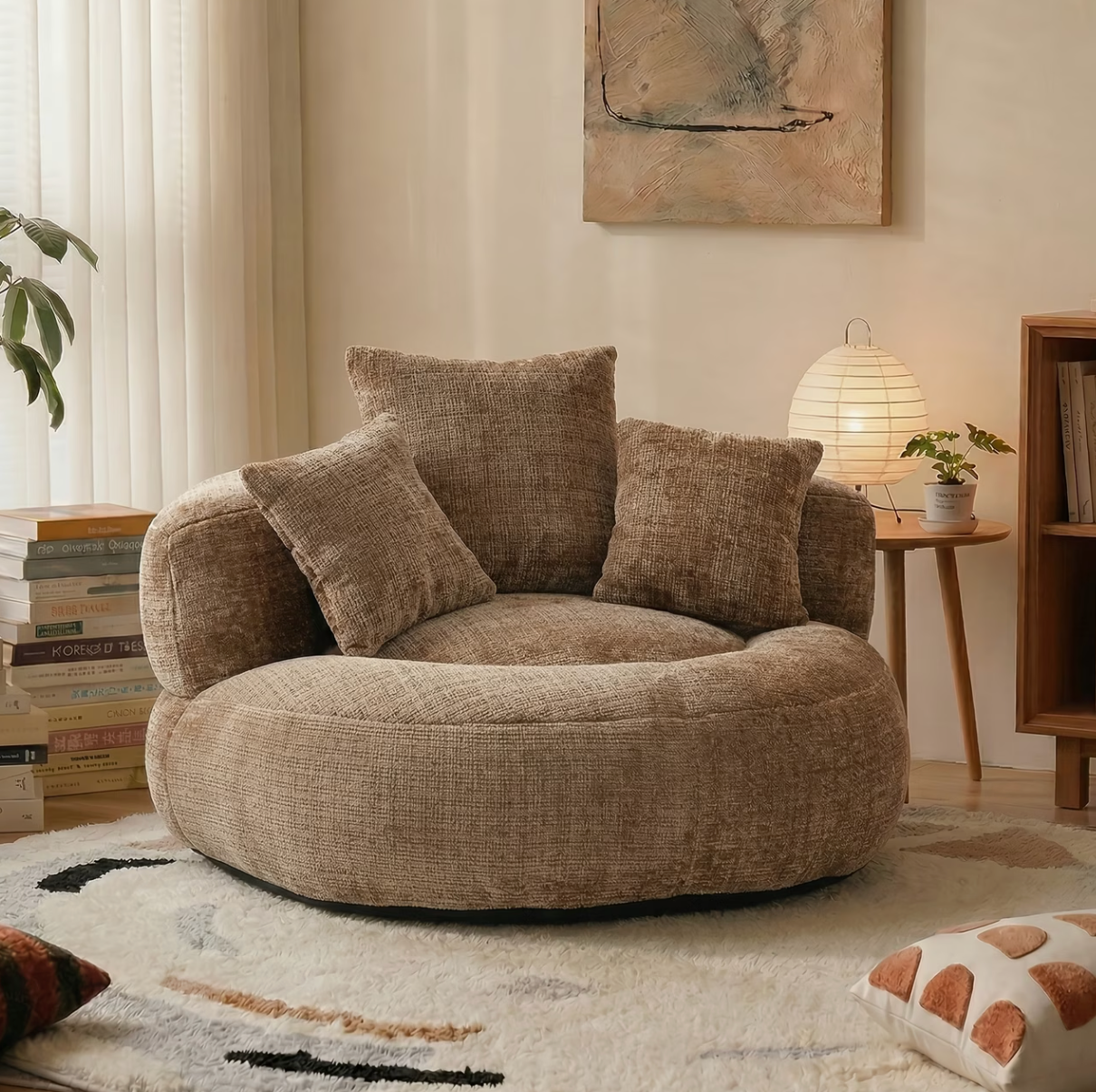 Cloud & Co. | Round Bean Bag Chair with Pillow