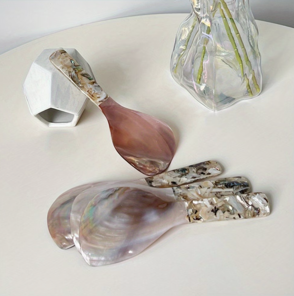 Côte | Natural Conch Shell Powder Luxury Spoon & Fork Tableware Set