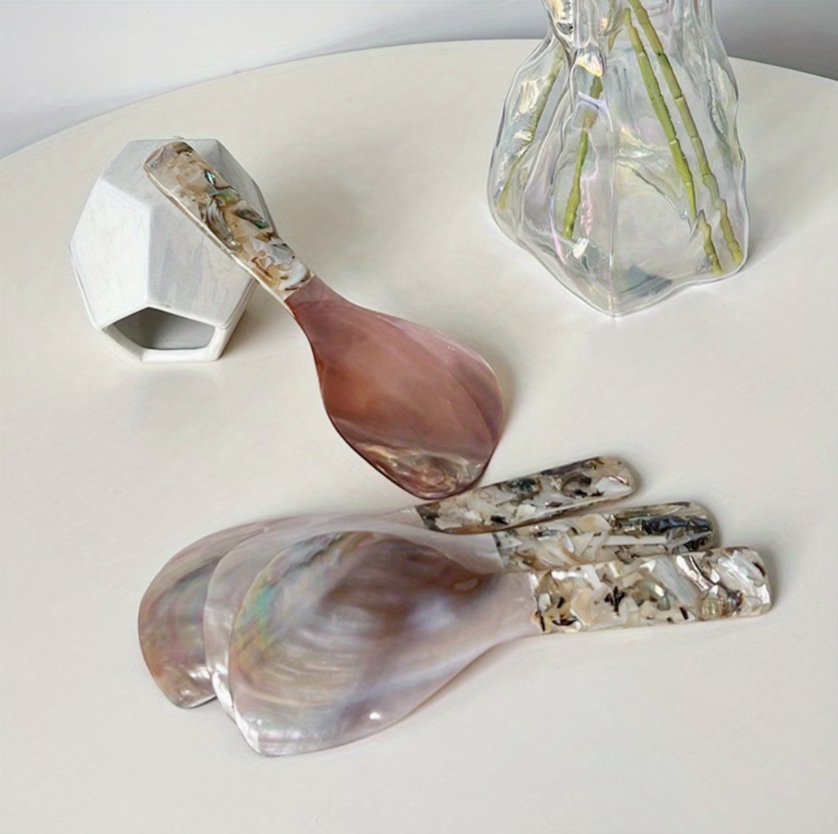 Côte | Natural Conch Shell Powder Luxury Spoon & Fork Tableware Set