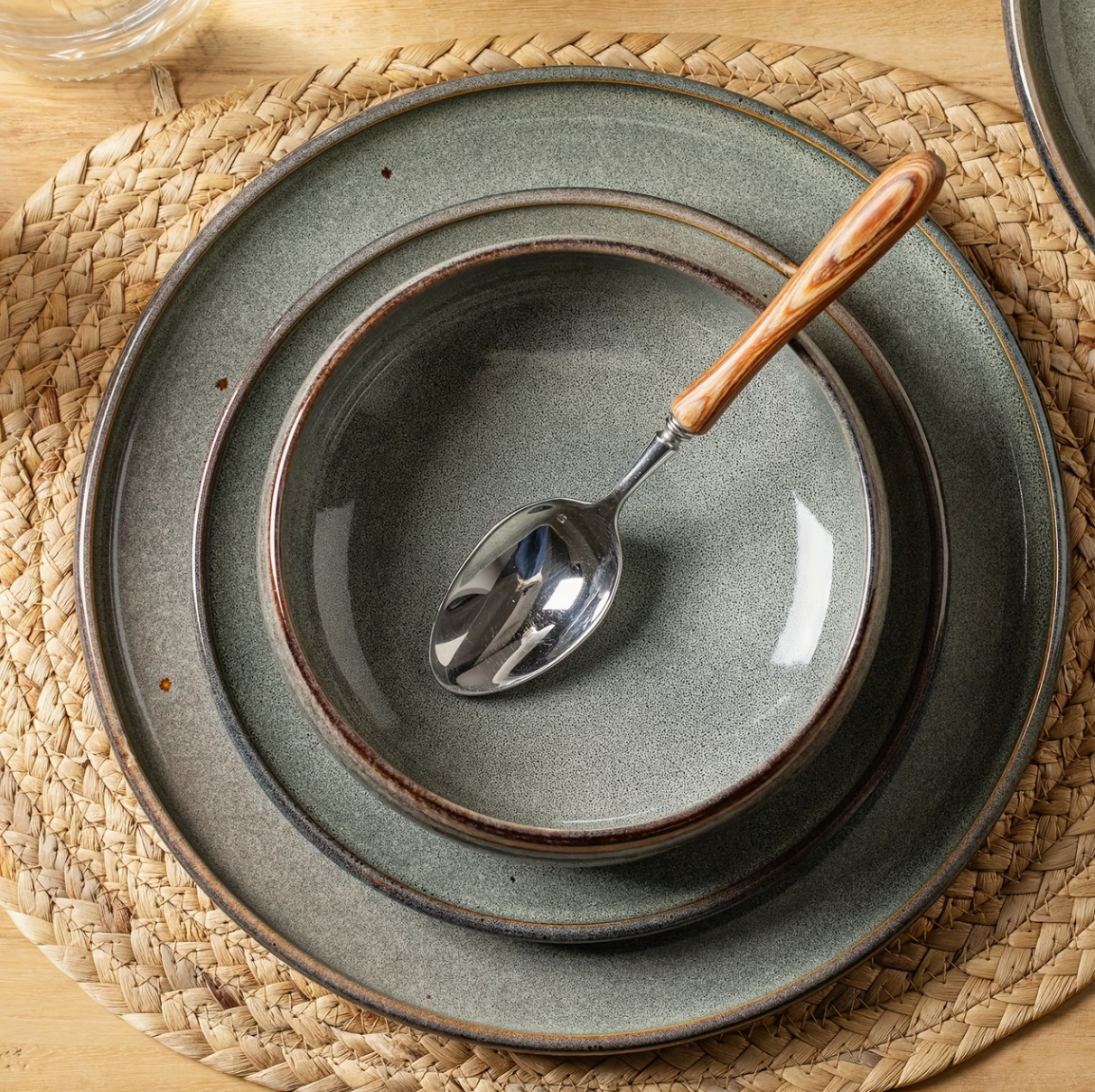 Ashen & Co. | 12pc Gray Reactive Glaze Ceramic Dinnerware Set