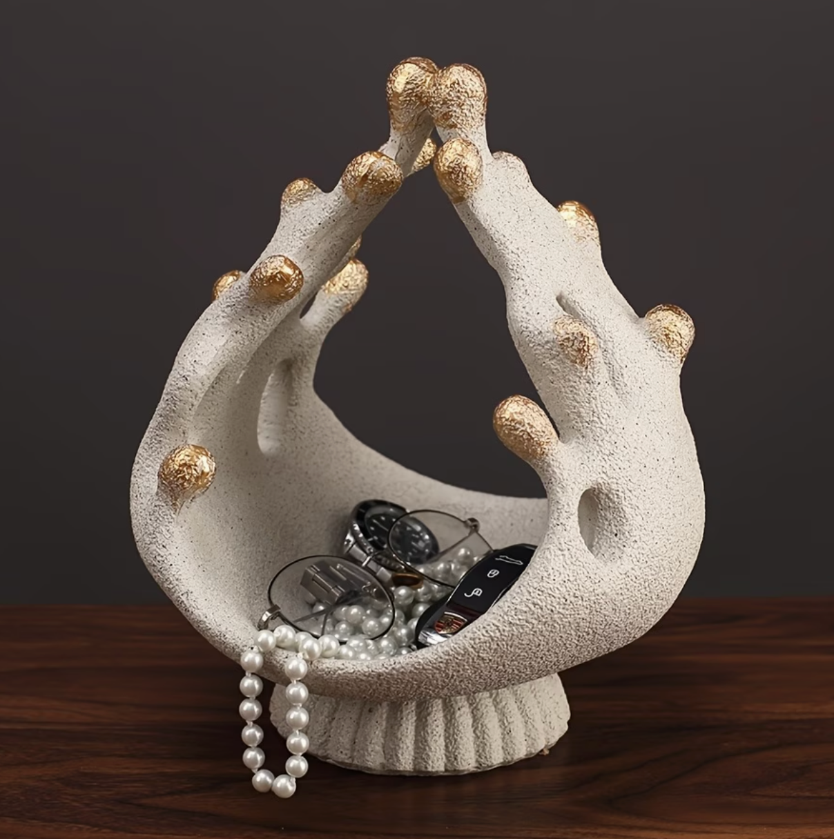 Auric & Co. | Luxury Resin Wave Bowl with Gold Accents Decorative Tray