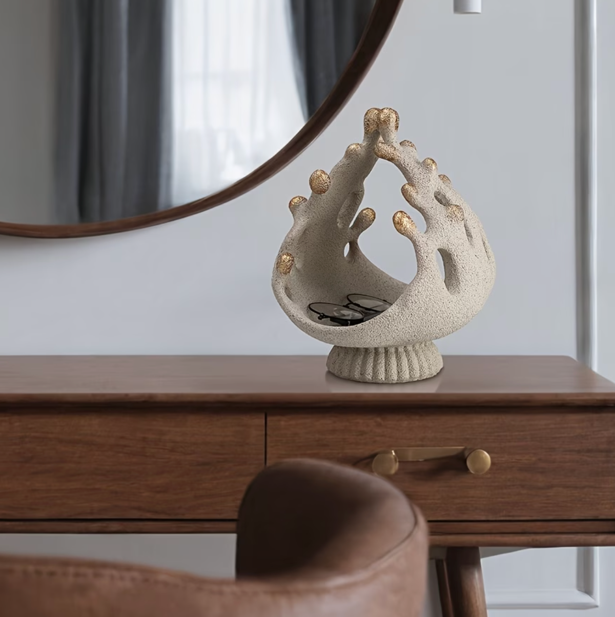 Auric & Co. | Luxury Resin Wave Bowl with Gold Accents Decorative Tray