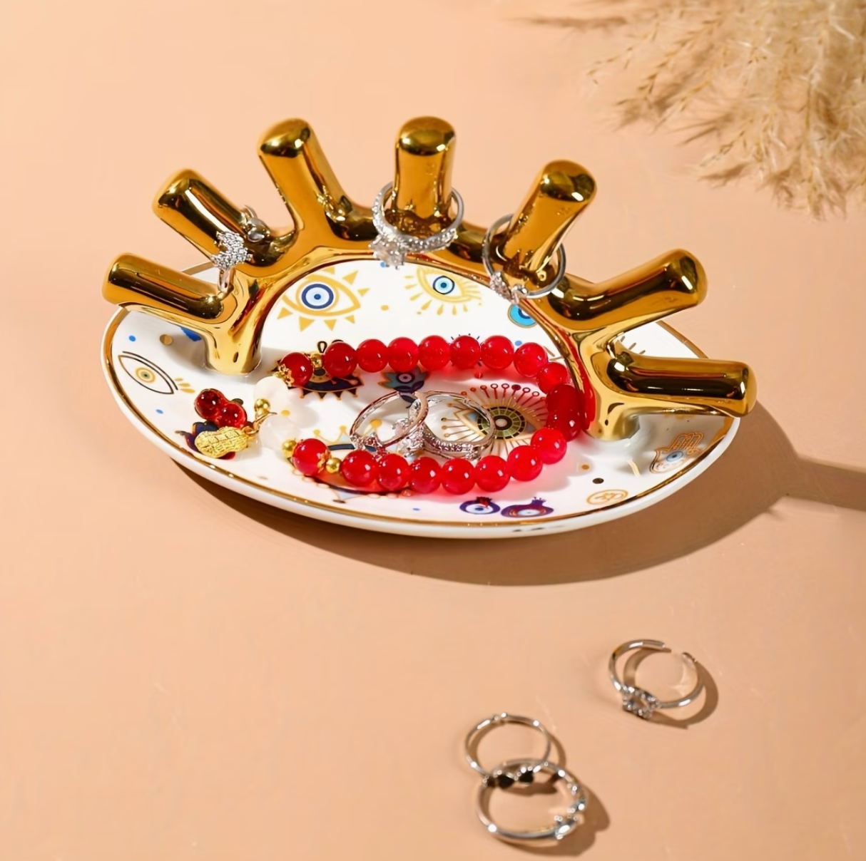 Nazar & Co. | Ceramic Evil Eye Jewelry Dish Ring Holder Trinket Tray
