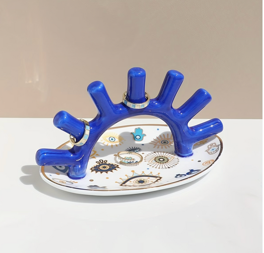 Nazar & Co. | Ceramic Evil Eye Jewelry Dish Ring Holder Trinket Tray