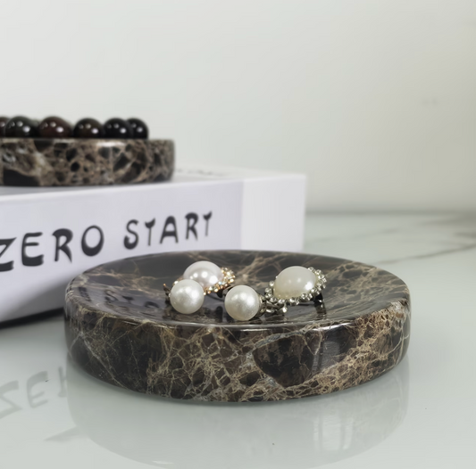 Carrara & Co. | Natural Marble Round Polished Stone Decorative Tray