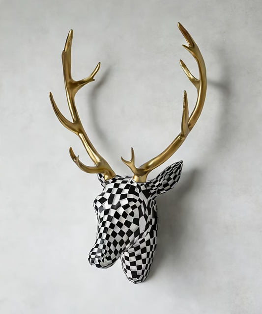 Cervão | Mosaic Checkered Deer Head Wall Sculpture