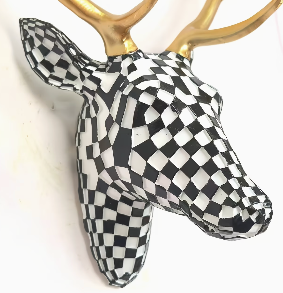 Cervão | Mosaic Checkered Deer Head Wall Sculpture