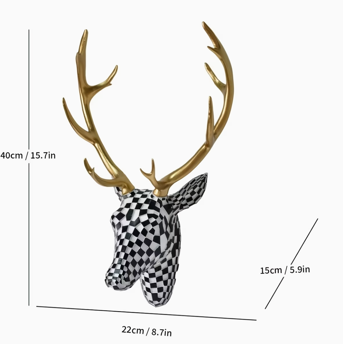 Cervão | Mosaic Checkered Deer Head Wall Sculpture