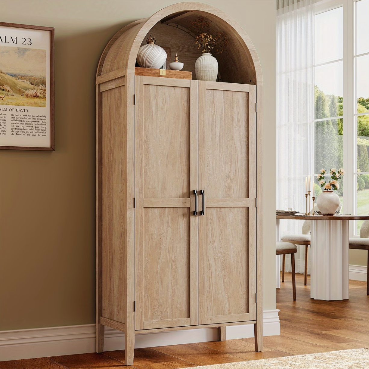 Armário | 71" Arched Kitchen Pantry Cabinet with Pull-Out Shelves